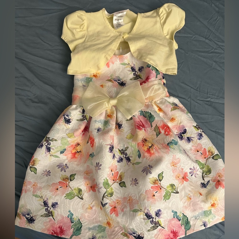 Spring white and yellow w/ flowers 24 months toddler dress